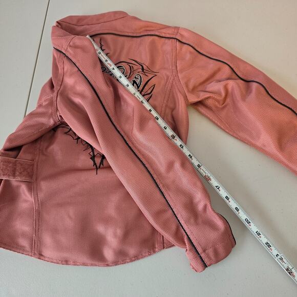 Harley Davidson Mesh Motorcycle Bomber Jacket Women's XS Pink Mesh Logo EUC - Picture 13 of 16